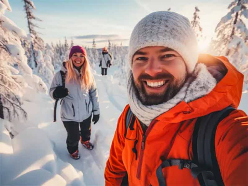 Un groupe d'amis qui organise un voyage en Laponie