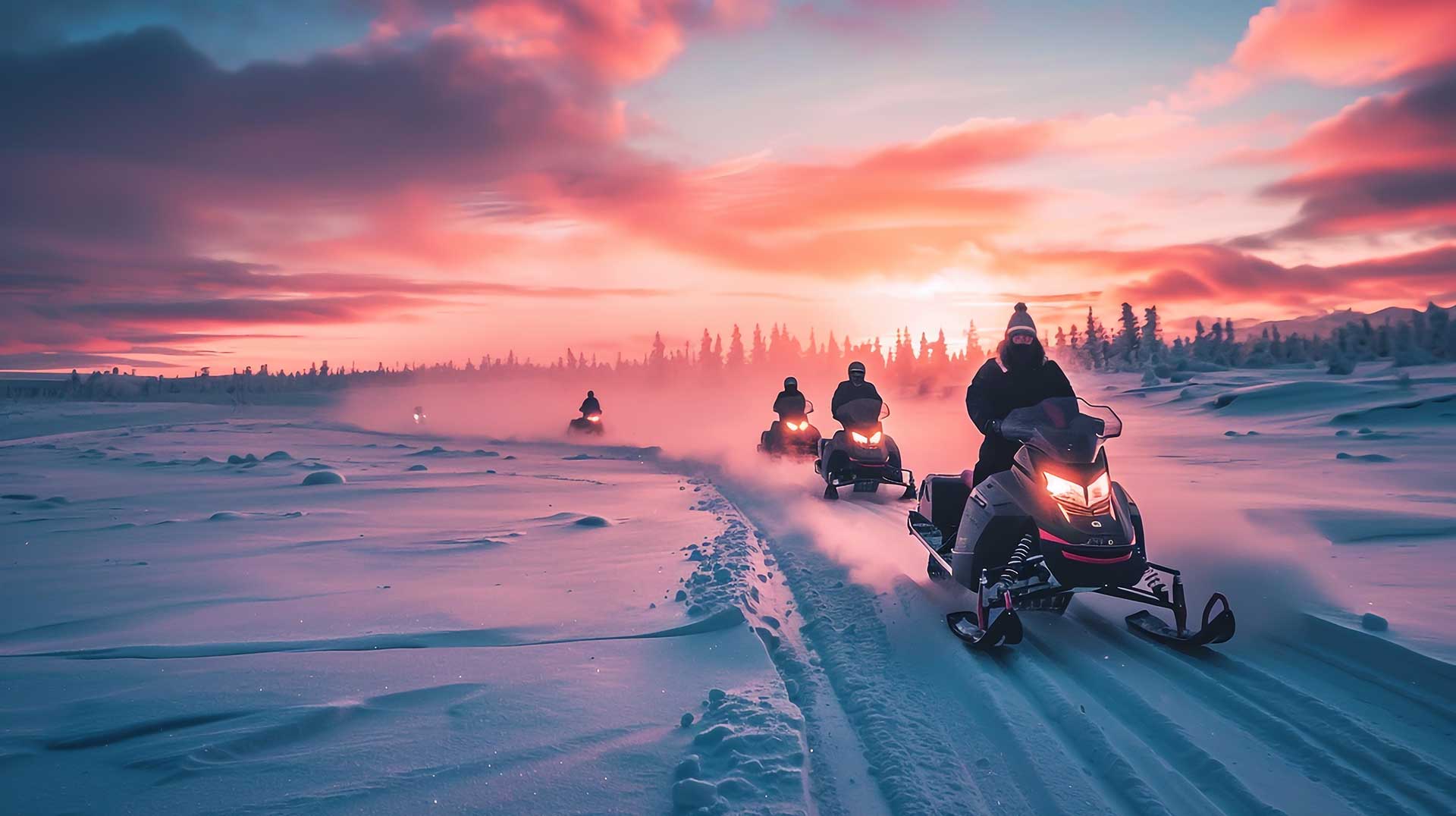 Randonnées en Motoneige en Laponie finlandaise lors d'un séjours chez Lapland Real